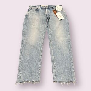 Moussy Vintage Jeans Womens 28 Blue Frayed Hem Montura Tapered-Mid Rise